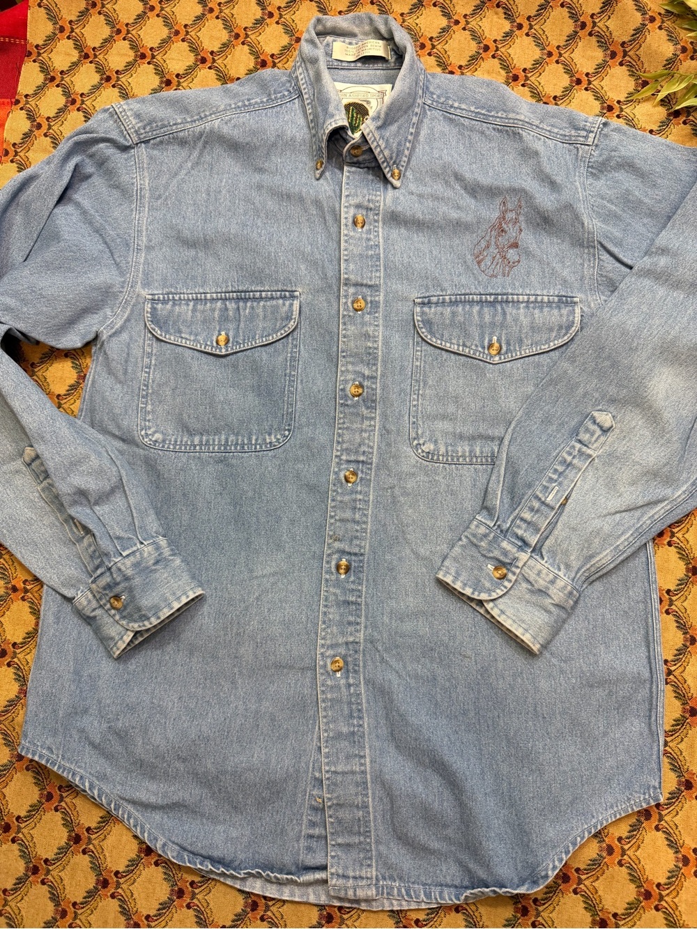 John Ashford Blue Denim Shirt Jacket-customized embroidered for Horse Rider